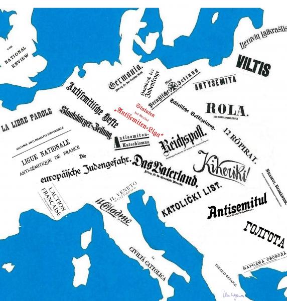 Embleme antisemitischer Zeitungen in Europa im 19. und frühen 20. Jahrhundert