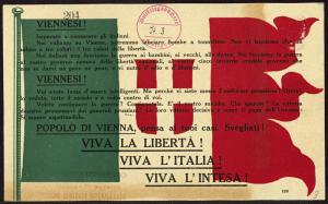Abbildung 1: Italienische Fassung eines von Gabriele D’Annunzio verfassten und über Wien abgeworfenen Flugblatts (BfZ, Signatur 1_050_002) Abbildung 1: Italienische Fassung eines von Gabriele D’Annunzio verfassten und über Wien abgeworfenen Flugblatts (BfZ, Signatur 1_050_002)