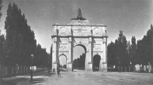 Siegestor in München, 1843-1850 errichtet, Fotografie von Franz Hanfstaengl von 1854 Das Bild zeigt das Münchner Siegestor