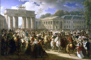 Das Bild zeigt Charles Meyniers Vision des Einzugs Napoleons in Berlin 1806 (1810)