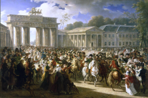 Charles Meyniers Vision des Einzugs Napoleons in Berlin 1806 (1810) Das Bild zeigt Charles Meyniers Vision des Einzugs Napoleons in Berlin 1806 (1810)
