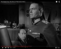 Abb. 5: Rommel (Mason, rechts) gibt sich als unpolitischer Soldat („The Desert Fox: The Story of Rommel“ 1951/20th Century Fox, Screenshot, auf Youtube https://www.youtube.com/watch?v=T4n48bVGom8)